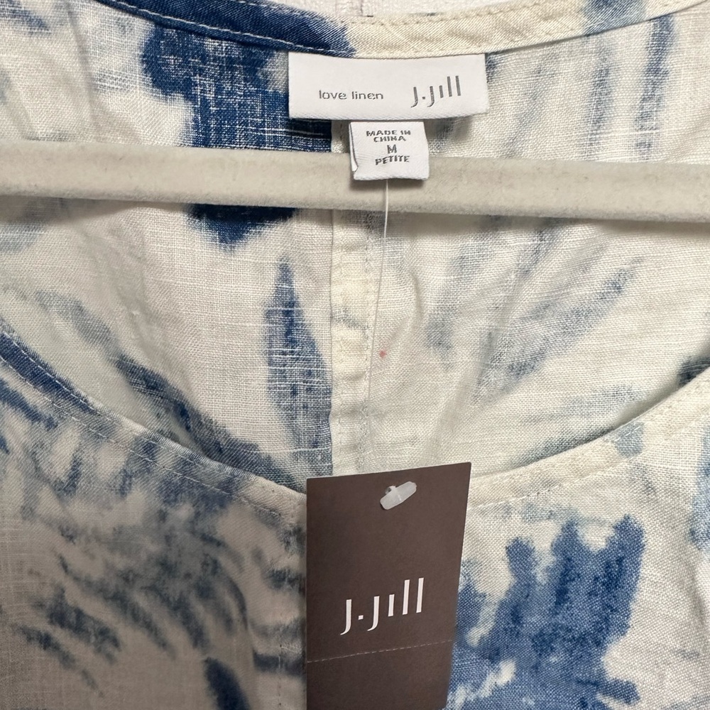 NWT! - J.Jill Linen Sleeveless Dress in Tropical Print - Medium Petite - Picture 3 of 3